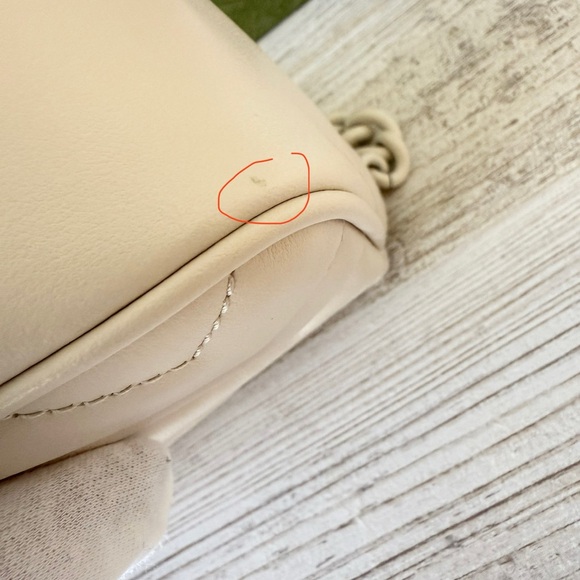 New Gucci Marmont GG belt shoulder leather mini bag with chain size 65 white - Picture 15 of 15